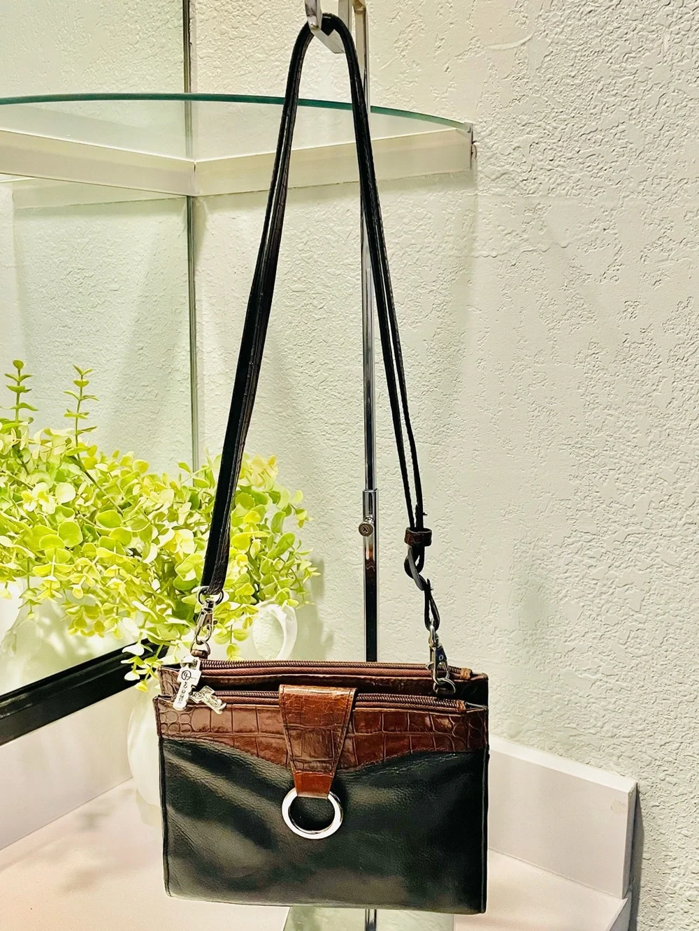 Jack Georges Black and Brown Crossbody Bag - Classic Two-Tone Design